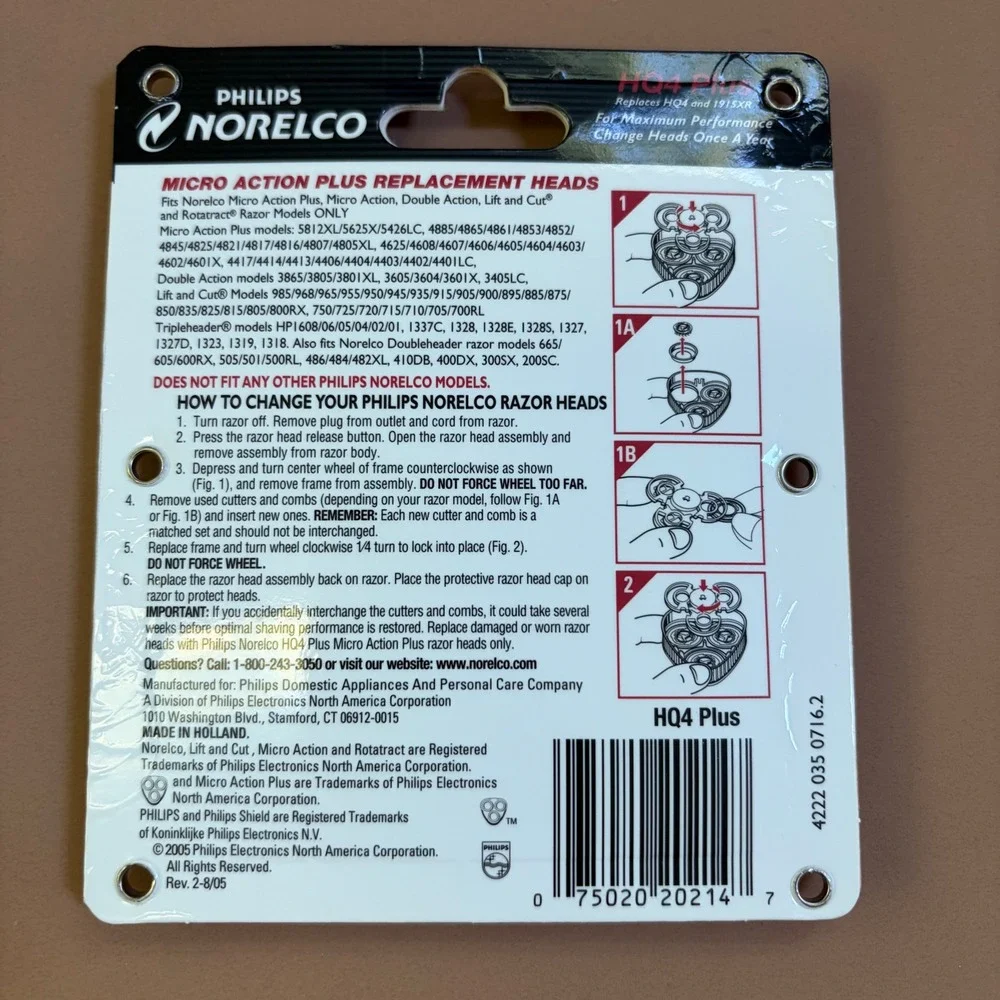 Philips Norelco HQ4 Plus MicroPlus 50 Replacement Heads 3-Pack 1915XR NEW